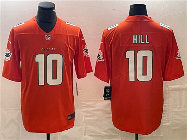Men's Miami Dolphins #10 Tyreek Hill Orange Vapor Untouchable Limited Football Stitched Jersey